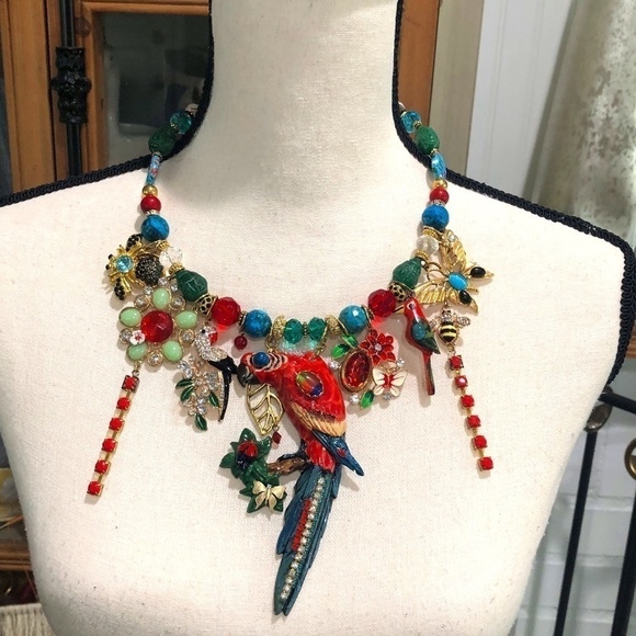 Claire Kern Creations Parrot Statement Necklace, Bracelet, Earrings Bundle - Picture 1 of 15